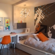 exciting-design-for-modern-kids-bedroom-with-boys-rooms-and-kids-bedding-also-built-in-desk-and-orange-chair-plus-wood-flooring-beautified