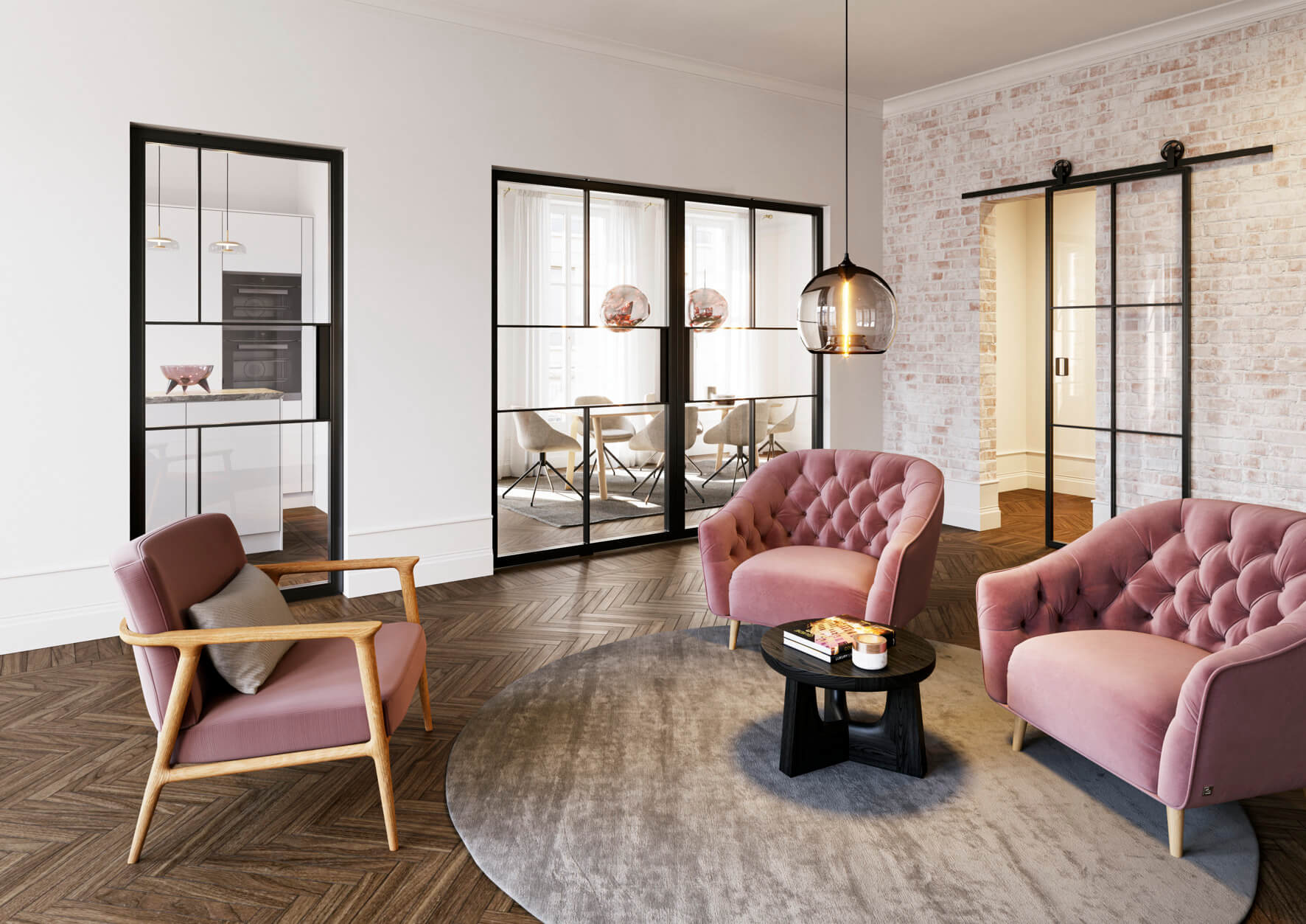 Vrtljiva in drsna loft vrata za elegantno igro svetlobe v prostoru