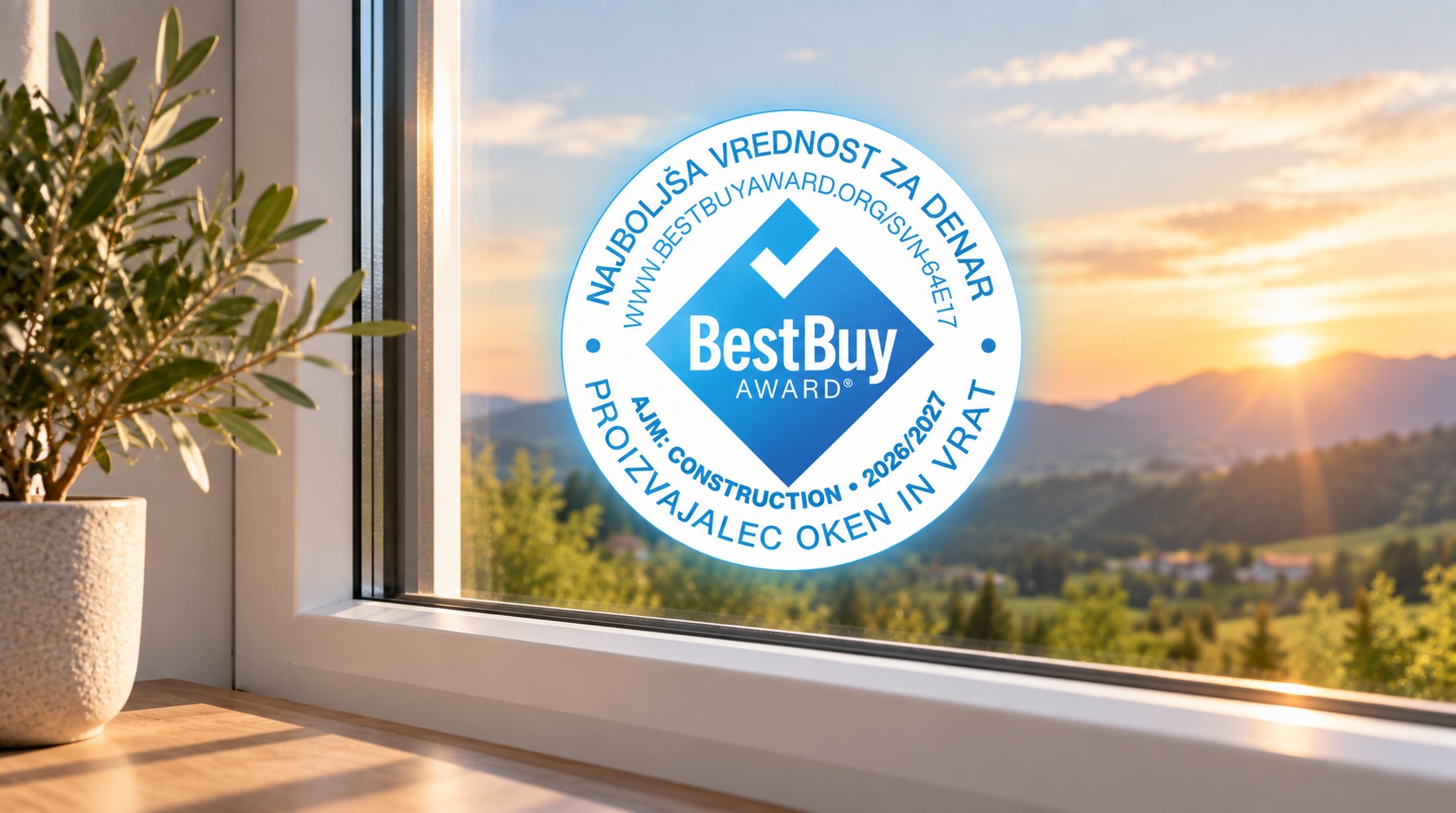 AJM prejemnik certifikata Best Buy Award 2026/2027 za okna in vrata